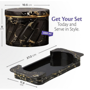 Luxury Marble Canister Set in Black and White with Gold Trim